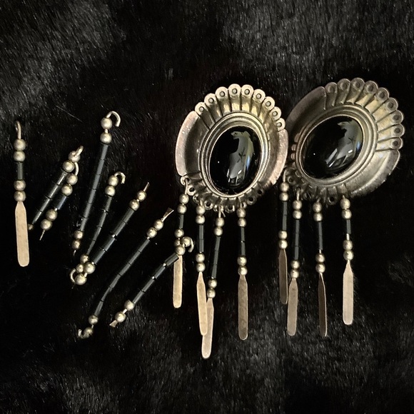 Onyx Concho Sterling Vintage Skyway earrings - Picture 8 of 8